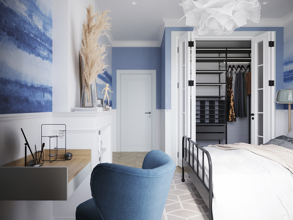 Спальня в голубых тонах