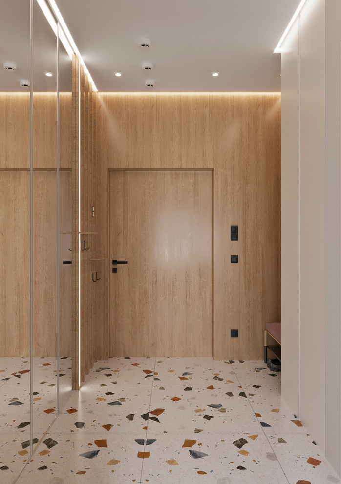 Двухкомнатная квартира с зеленой перегородкой в гостиной