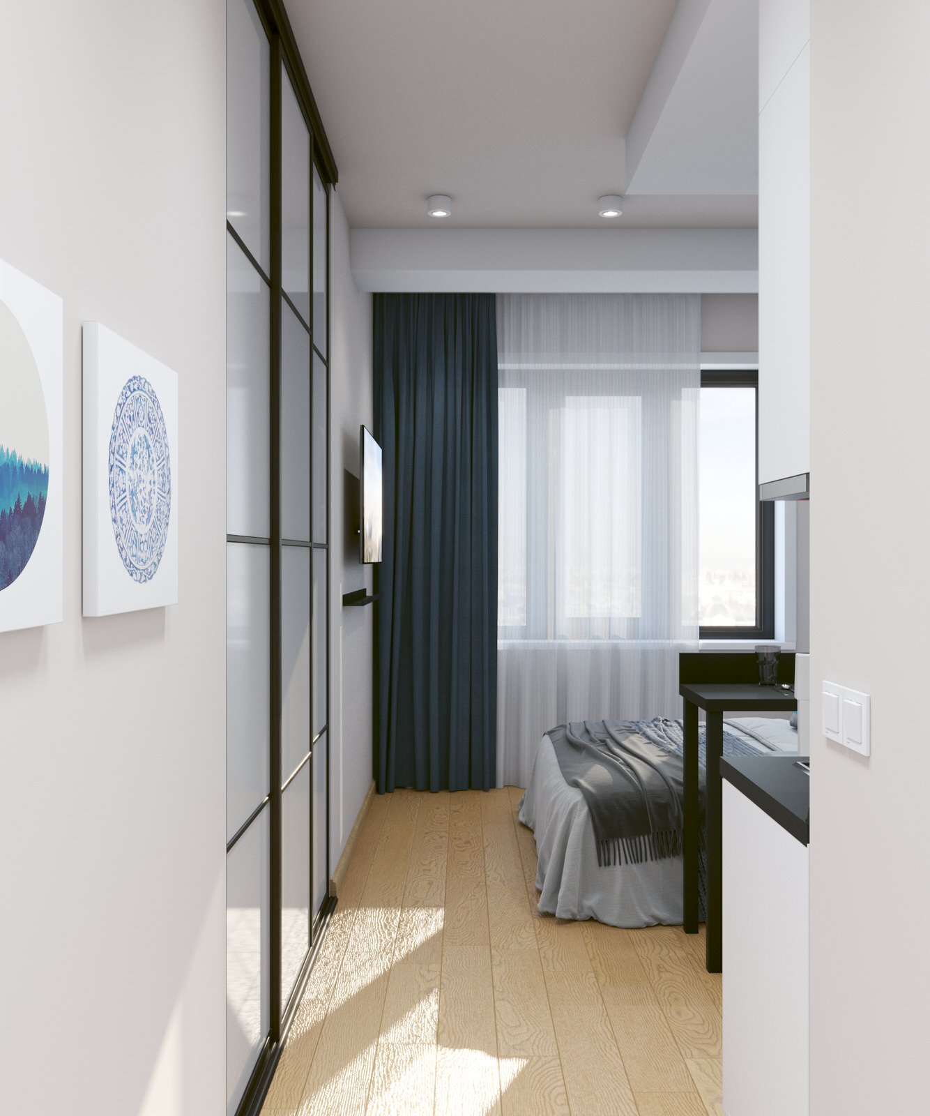 Синяя студия для краткосрочной аренды