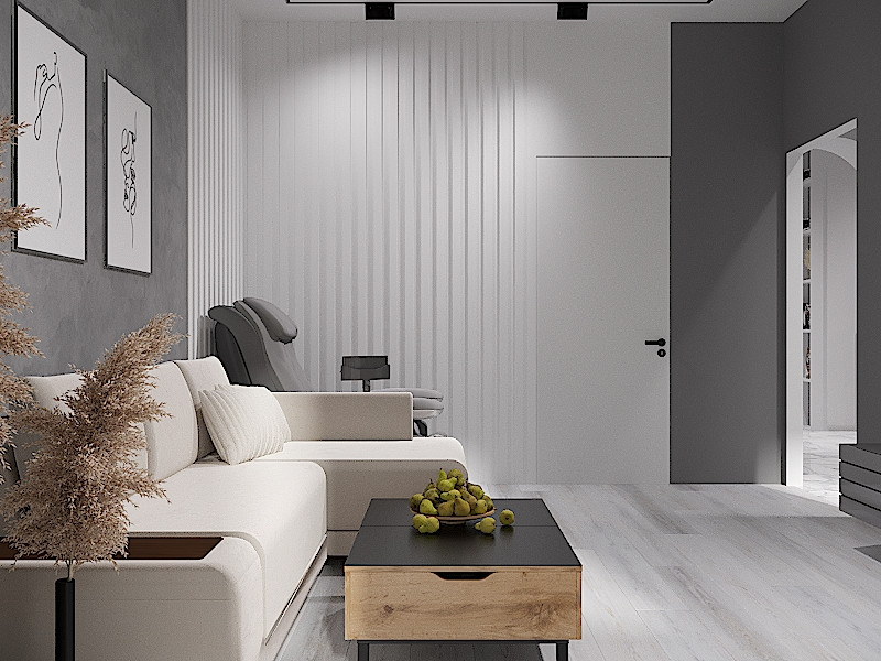 Трекомнатная квартира в серых тонах