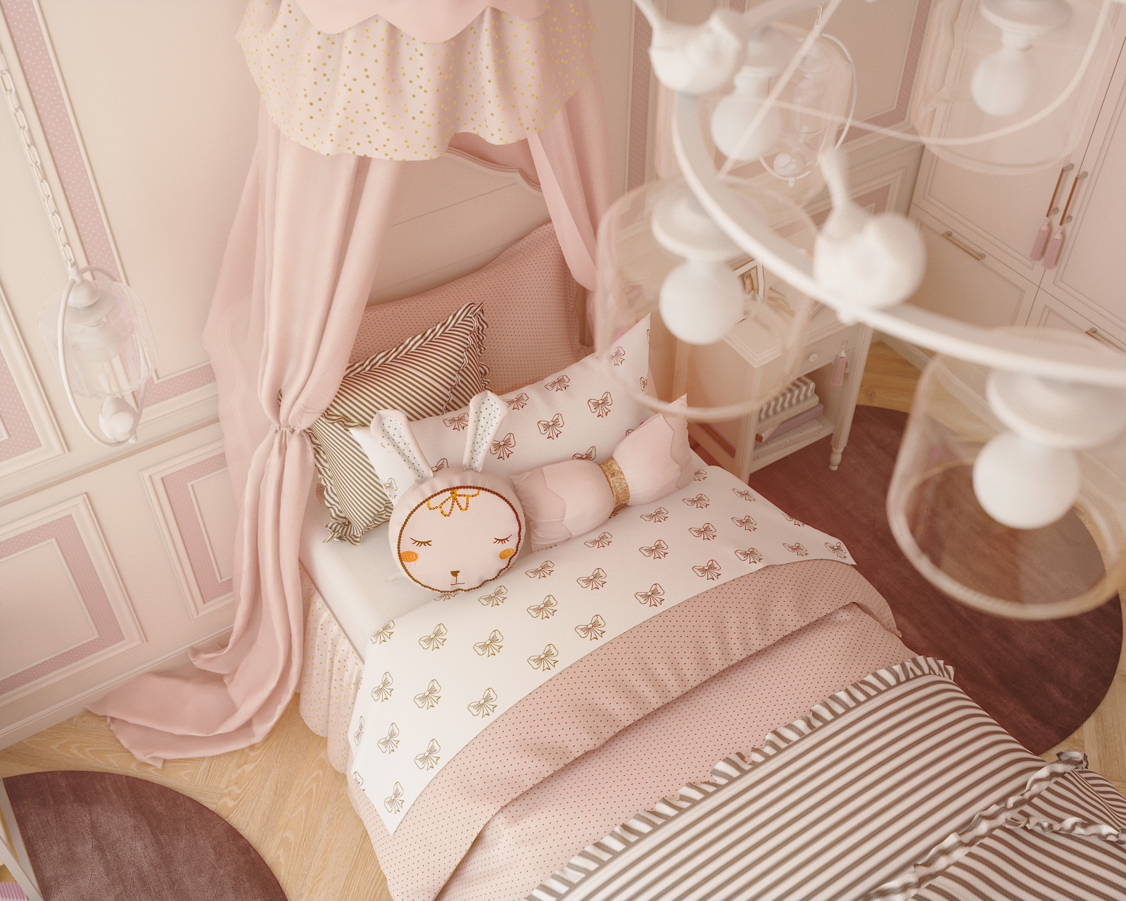 Дизайн-проект квартиры 120 кв.м.  Детская для девочки (старшая)