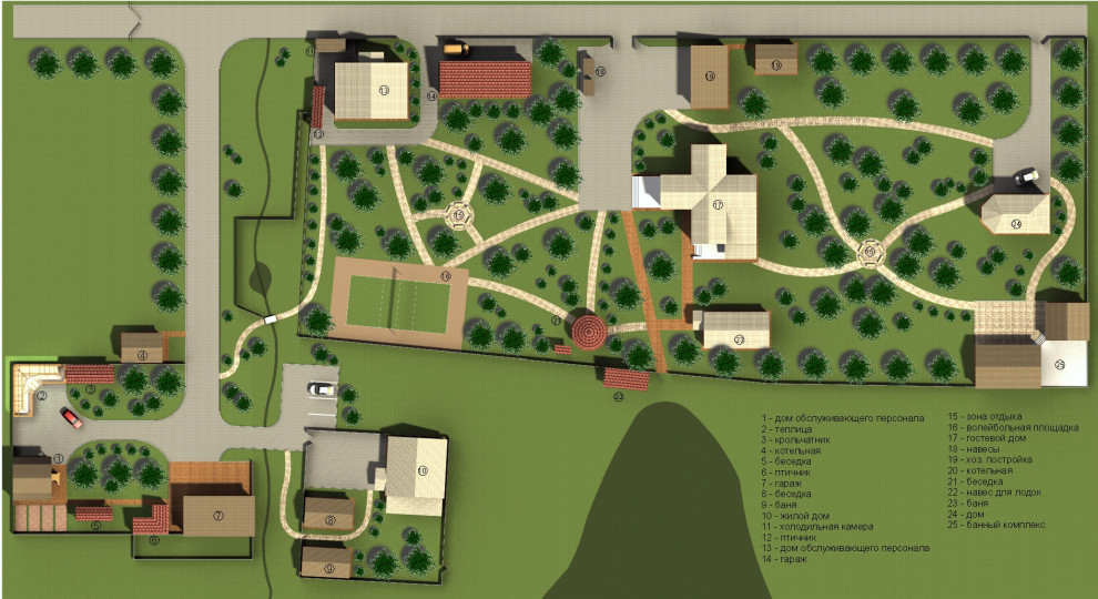 Эскиз  ландшафтного благоустройства участка, 2009г