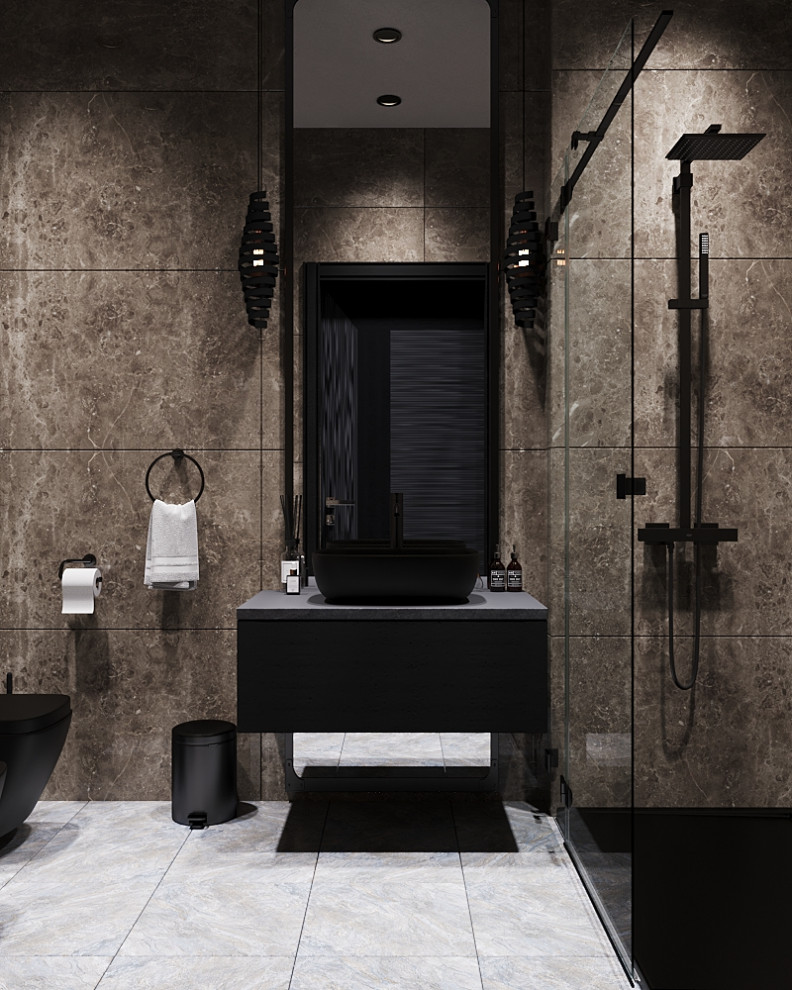 Ванная комната в темных тонах