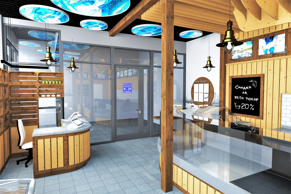 Визуализация магазина форелевого хозяйства на севере Карелии