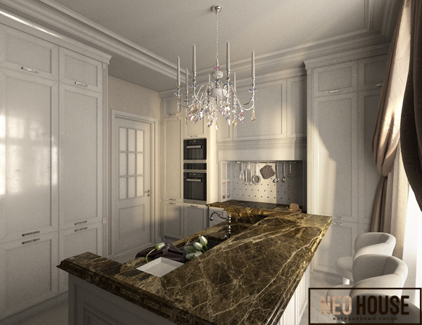 Завораживающий мрамор на кухне
