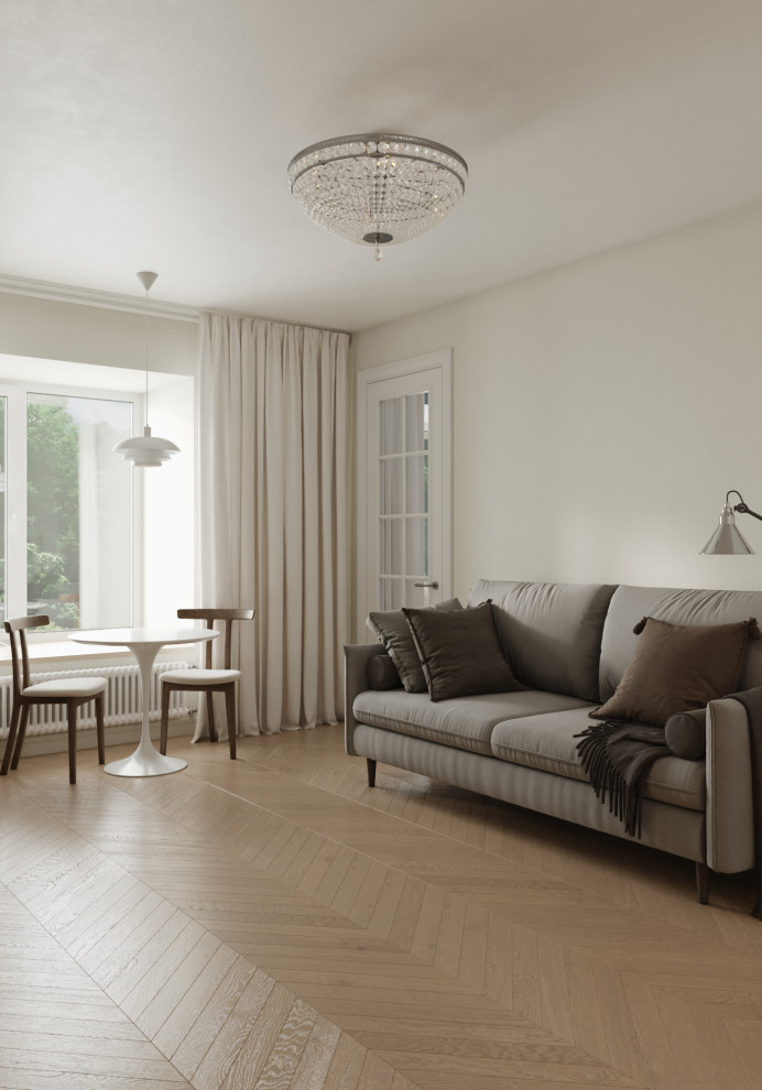 Гостиная с хрустальной люстрой