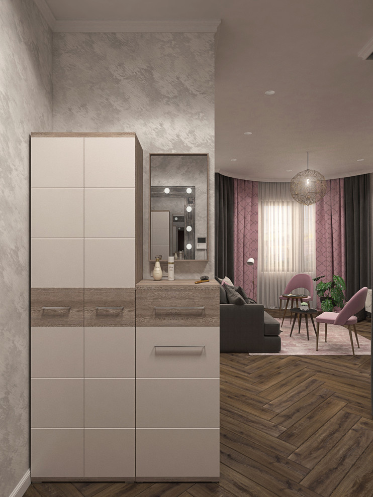 Прихожая с гостиной в однокомнатной квартире