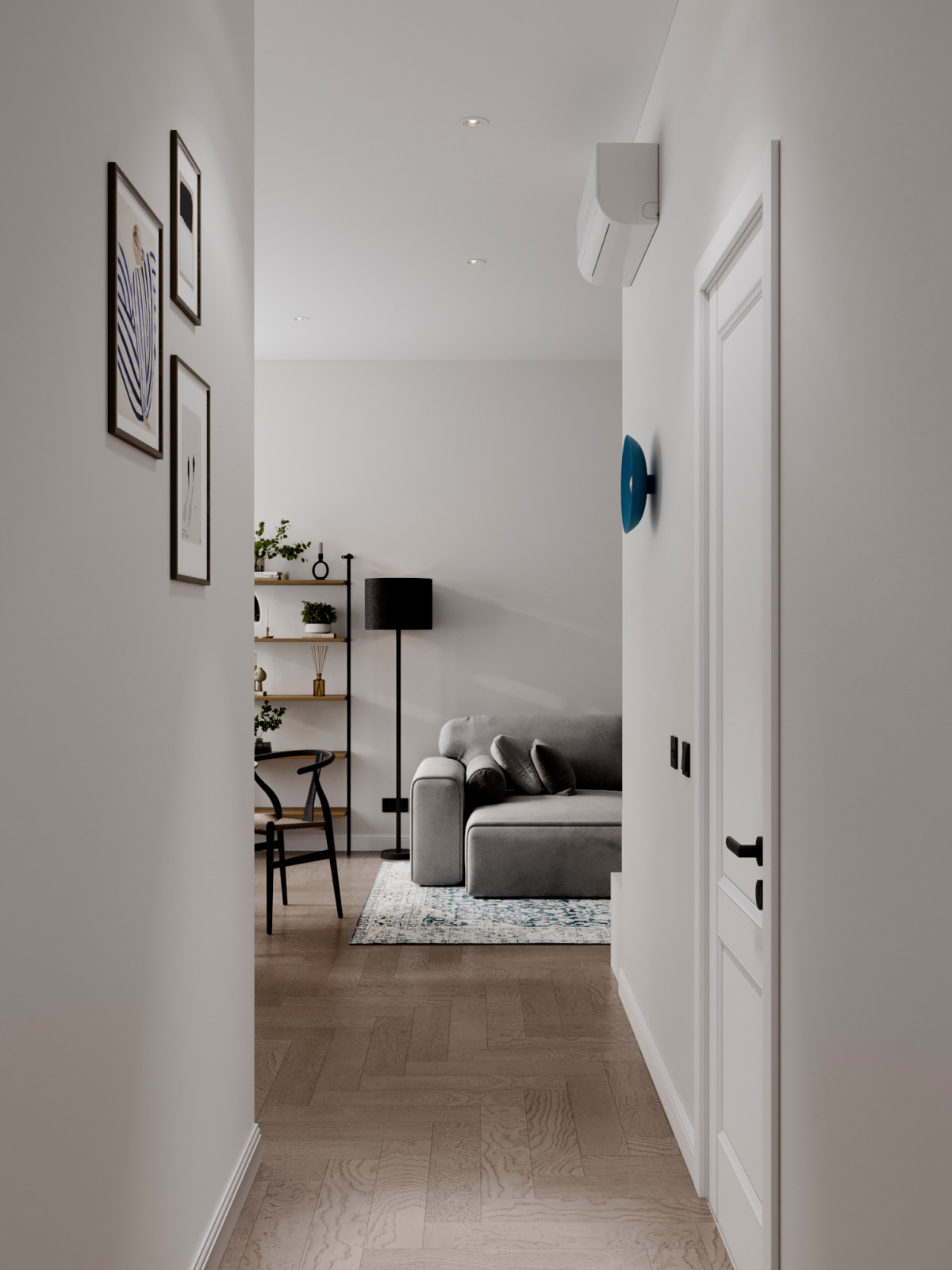 Светлый интерьер с цветовыми акцентами в ЖК Level Стрешнево