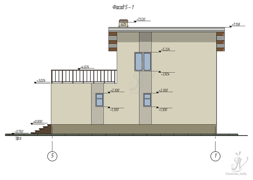 Эскизный проект ультрасовременного дома с плоской крышей в г. Чебоксары