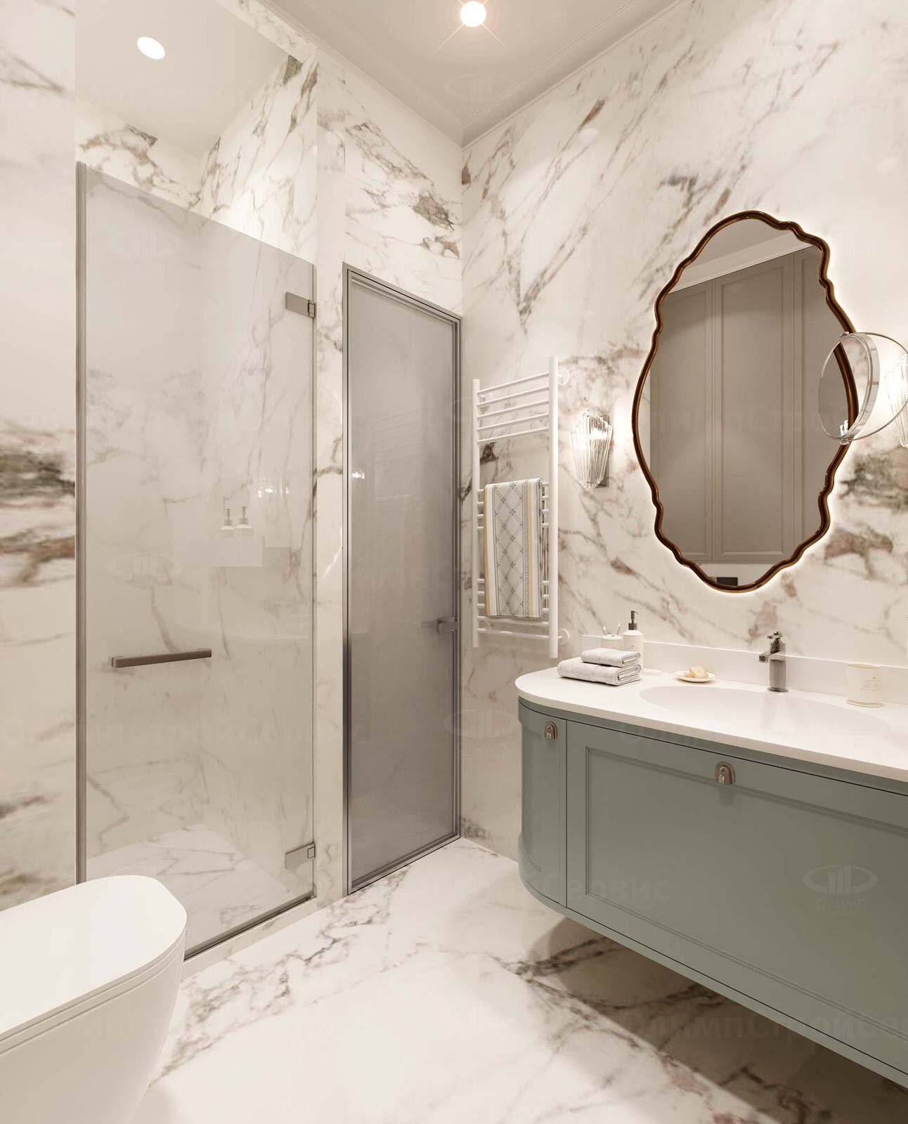 ЖК Врубеля, 4: дизайн интерьера евродвушки 60 кв.м. в стиле «Неоклассика»