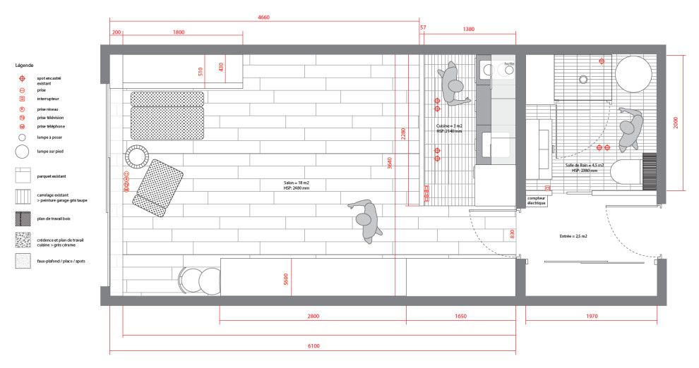 До и после: Студия 30 кв.м со спрятанным столом в Париже
