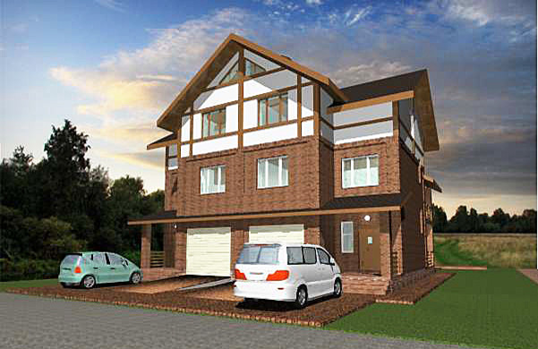 Обложка проекта: Сблокированный жилой дом с гаражом