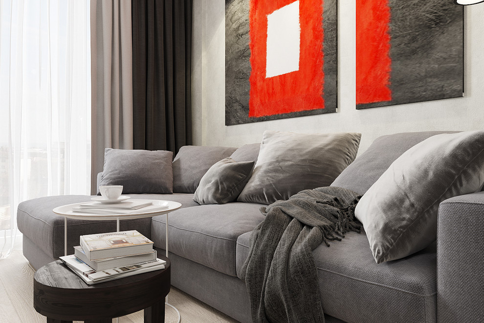 Обложка проекта: Гостиная-кухня_ 42м_ЖК Большой