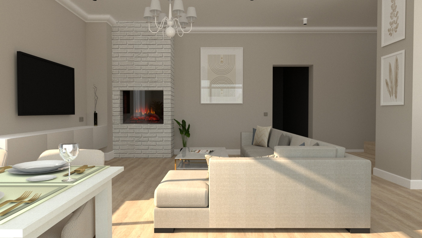 Кухня-гостиная с видом на овраг