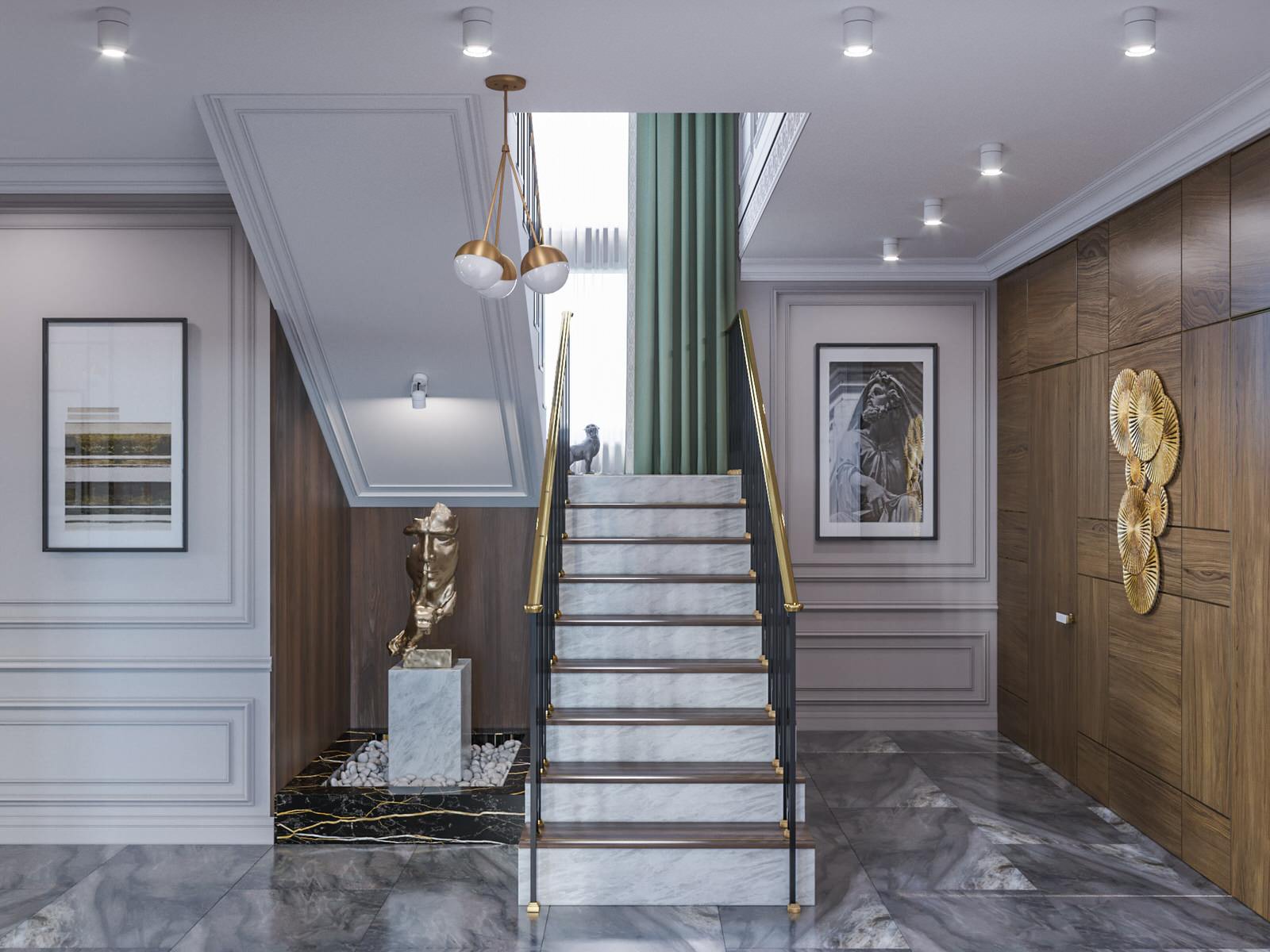 Дизайн коттеджа в неоклассическом стиле 260 кв.м. (2018 год)