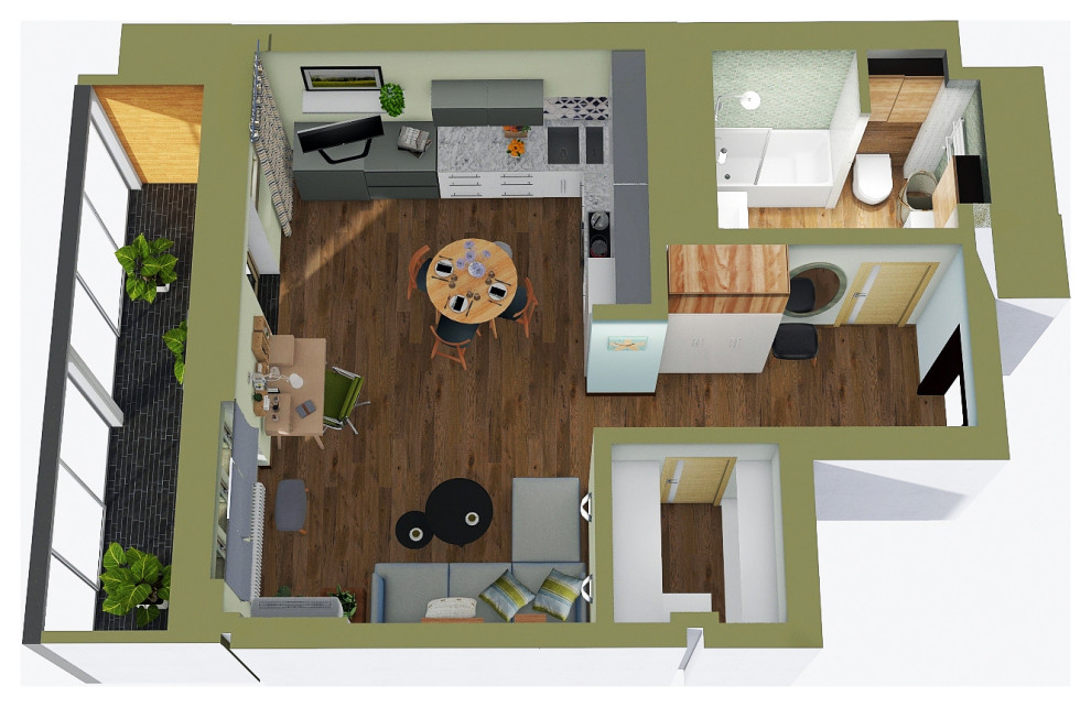 Квартира - студия для сдачи в аренду. Эскизный проект