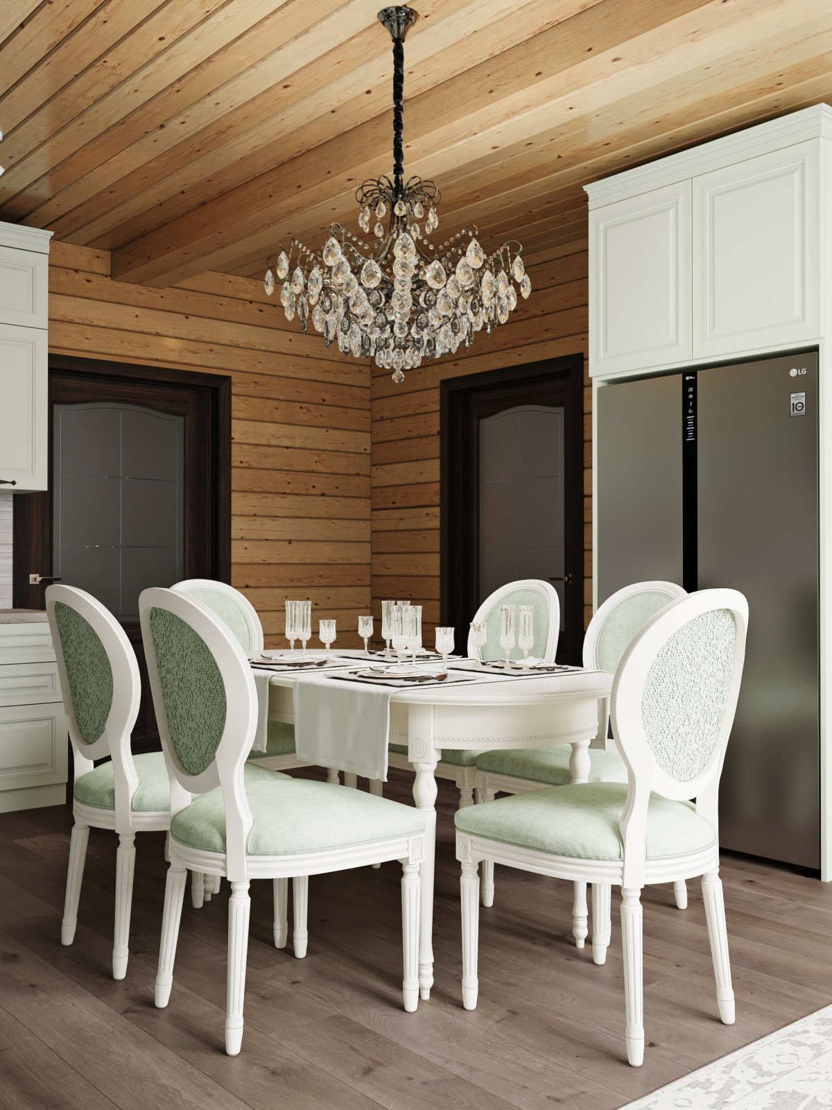 Кухня Гостиная в классическом стиле