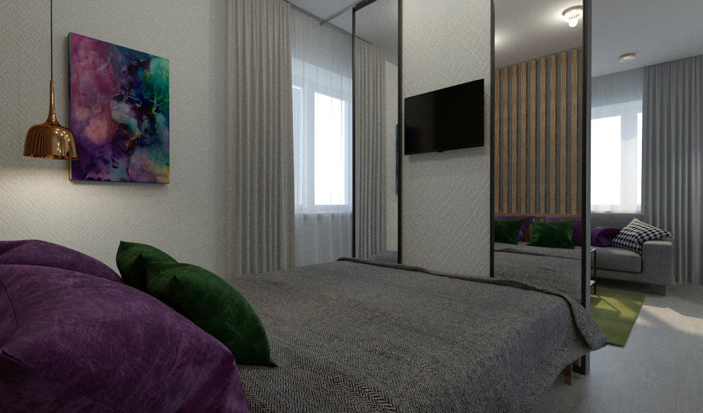 Дизайн однокомнатной квартиры  в смешанном стиле