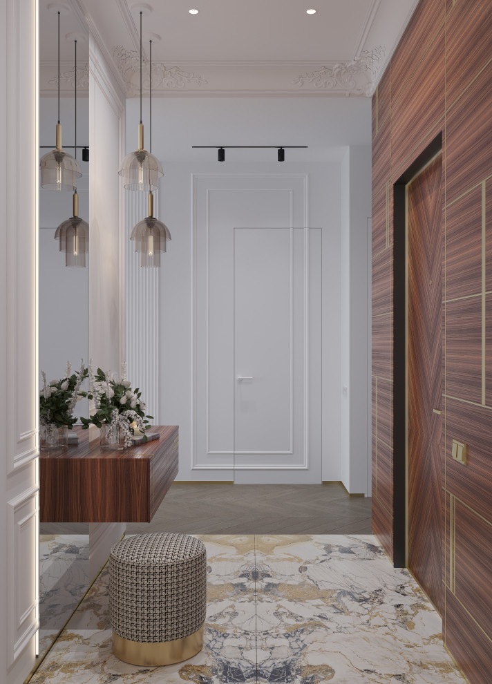 Роскошная прихожая в стилистике современная классика