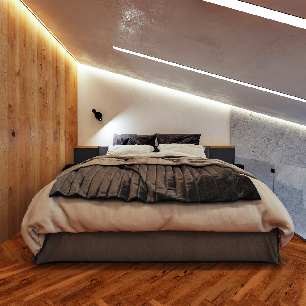 Интерьер небольшой двухуровневой квартиры студии в стиле лофт