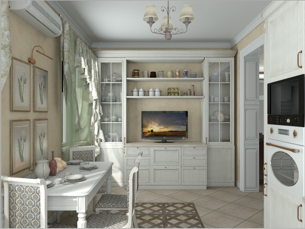 Кухня с гостиной для загородного дома