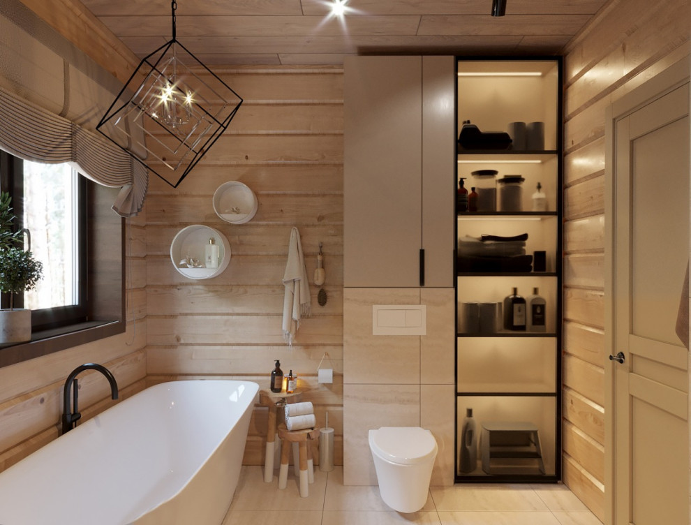 ванная в деревянном доме