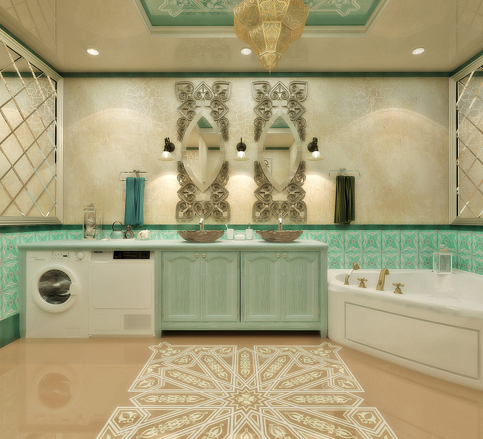 Gym and bathroom in oriental style - 3D visualization