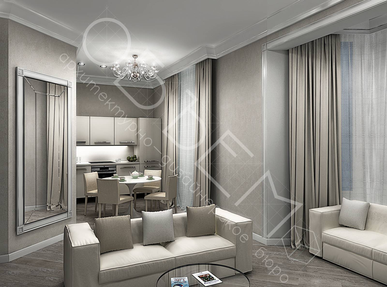 Квартира в Боткинском проезде (гостиная+кухня)