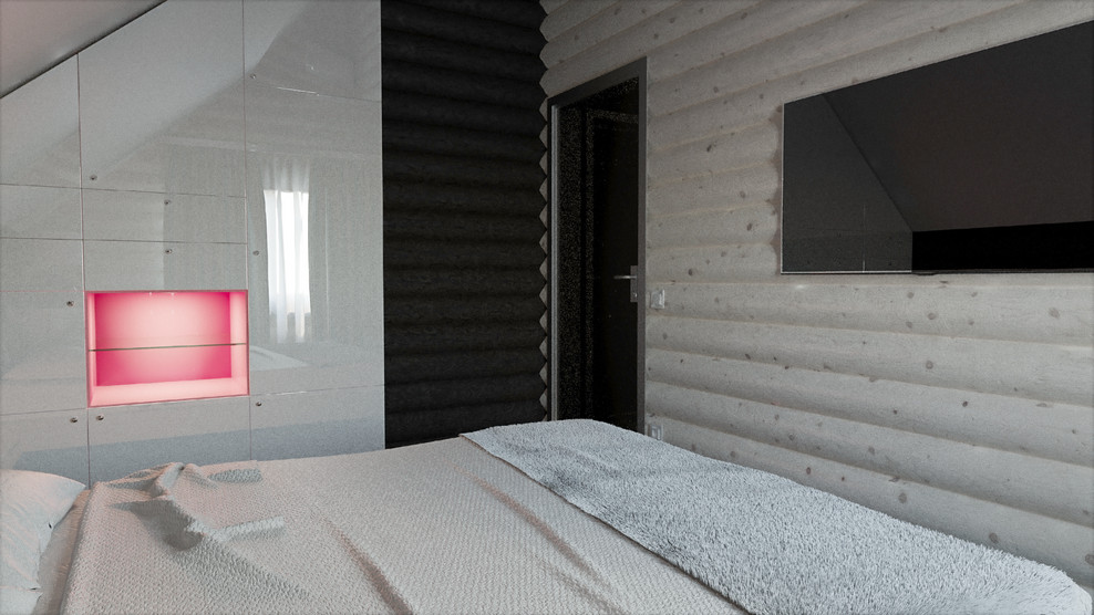 Современный интерьер в срубовом доме