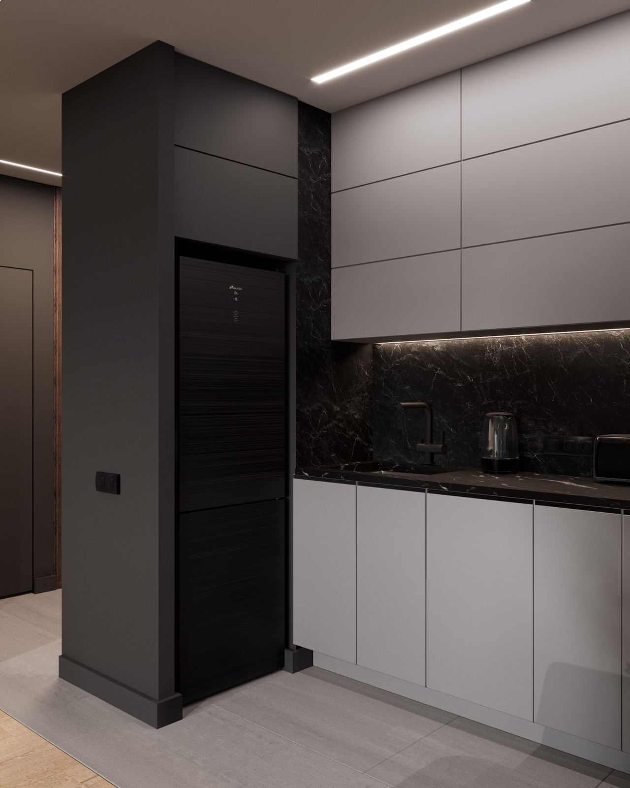 Евро однокомнатная квартира в монохромной гамме  в ЖК Московские кварталы