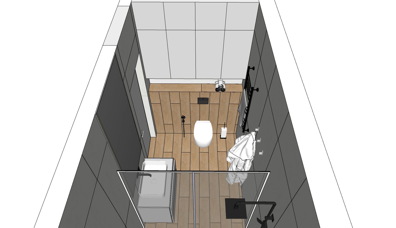 Разработка эскизного проекта санузла в двух вариантах в SketchUp