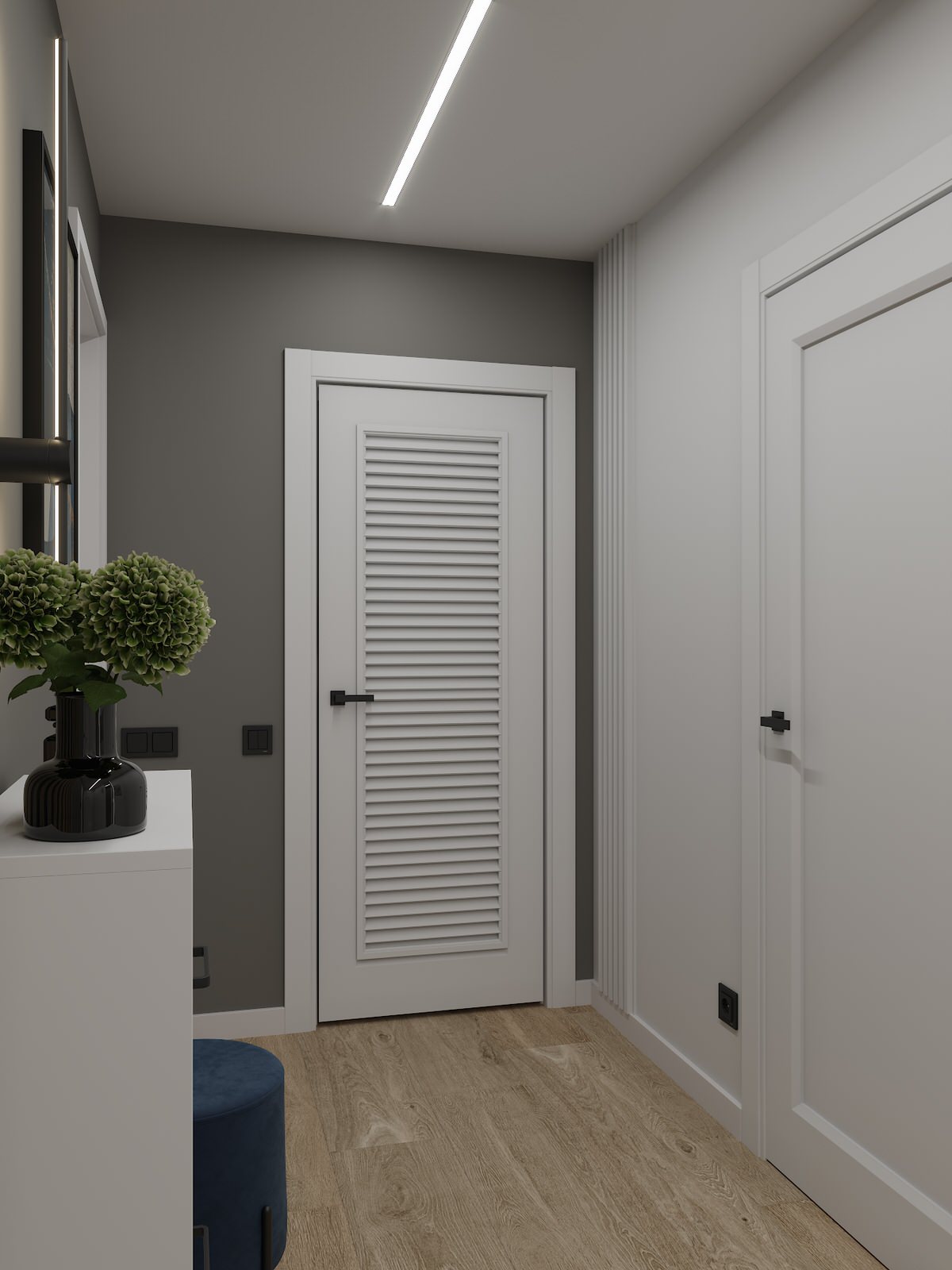 Визуализация дизайн-проекта квартиры 95 м кв, для пары с ребенком