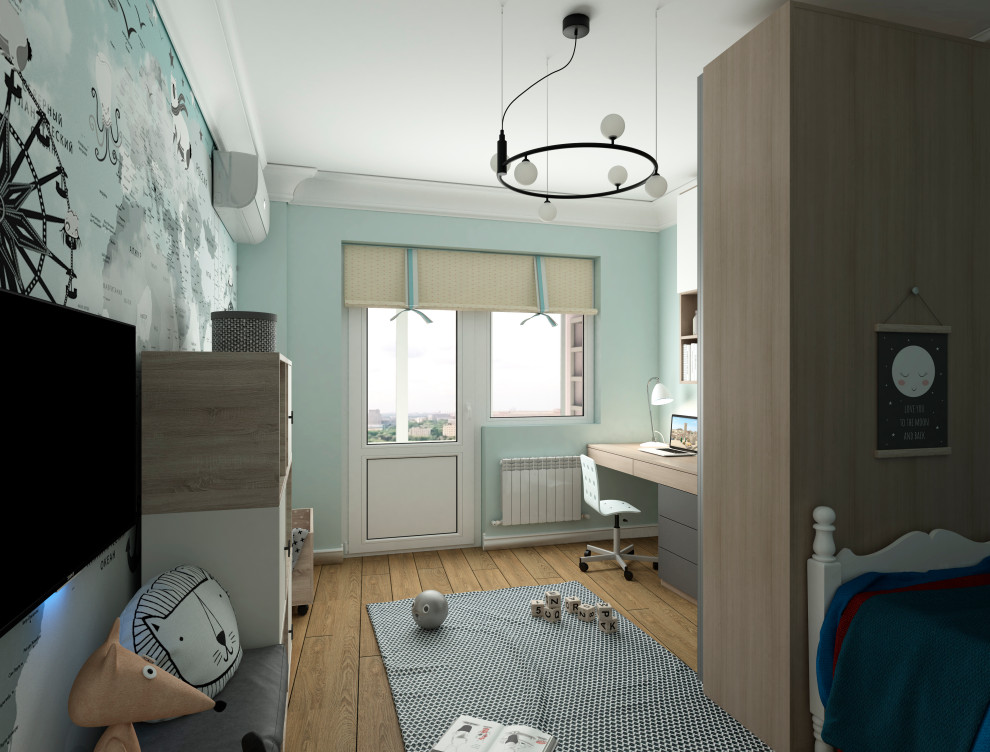 Сложное зонирование: спальня+кабинет+коридор. Обновление лоджии и детской.