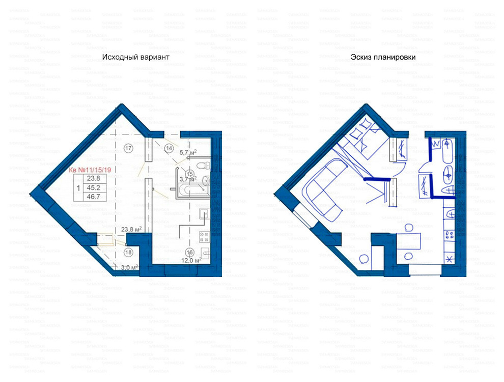 Идеи перепланировки для однокомнатных квартир