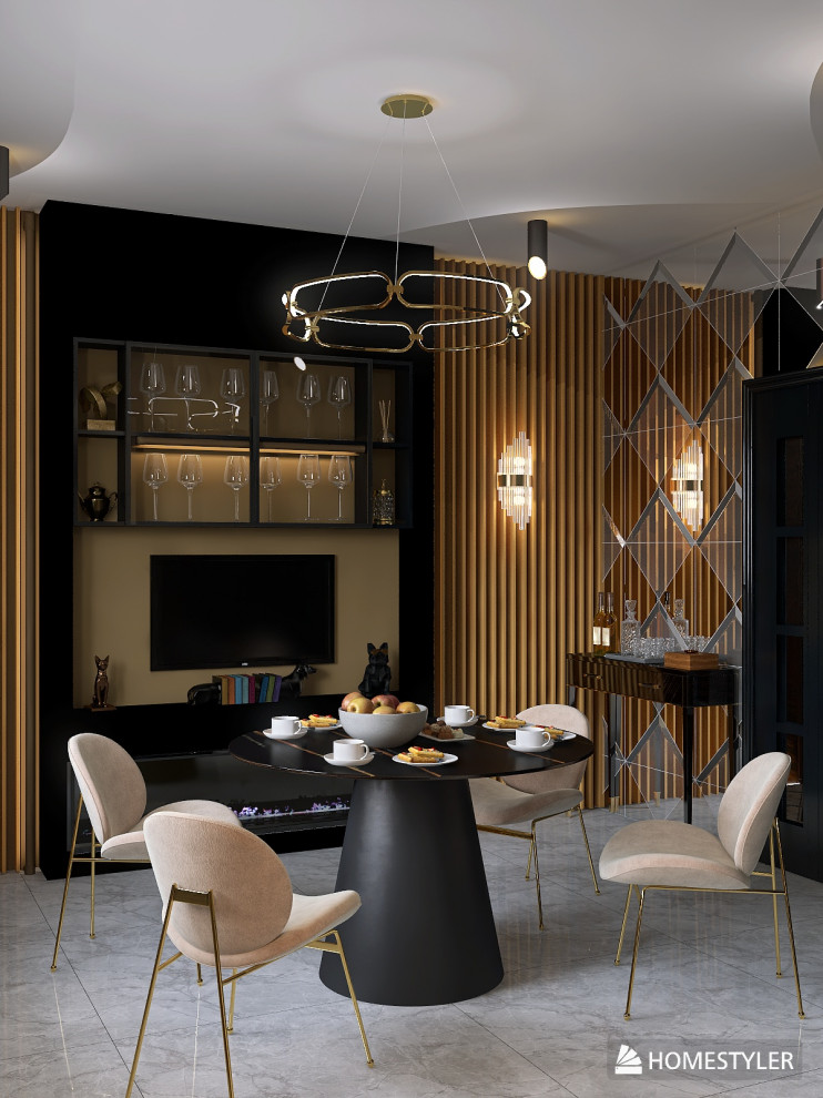 Обложка проекта: Кухня-гостиная в стиле Ар-Деко