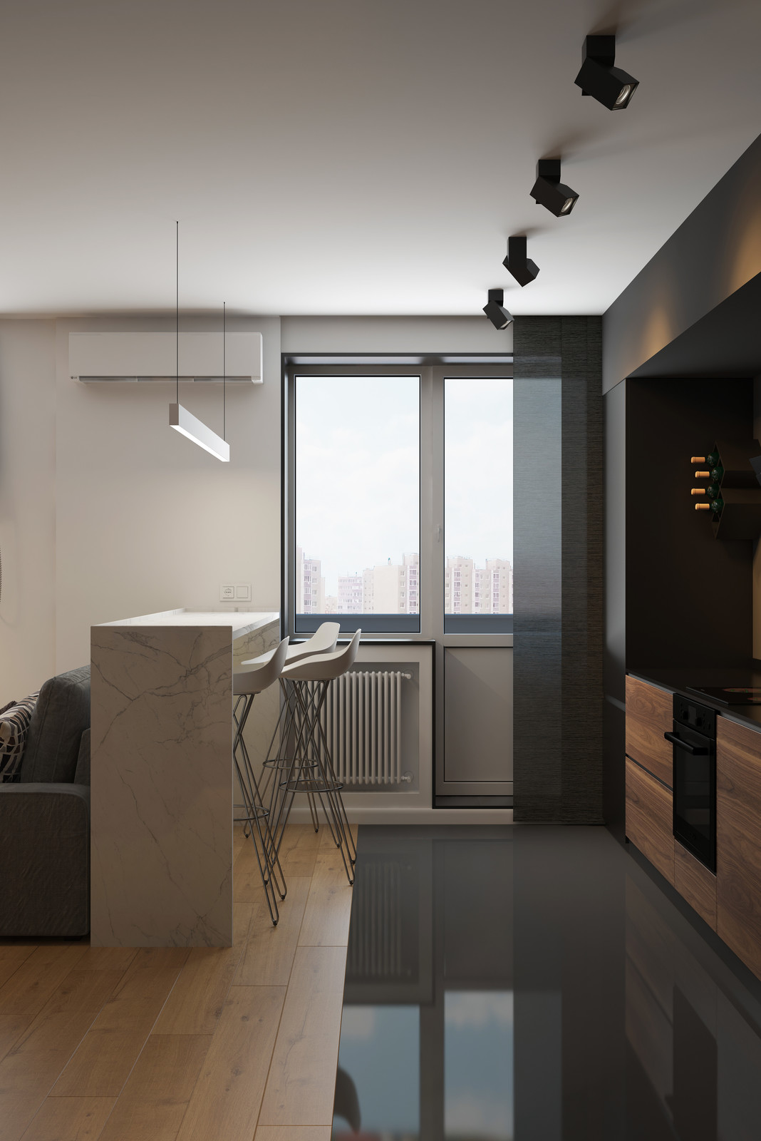 Дизайн однокомнатной квартиры 40м2 для холостяка