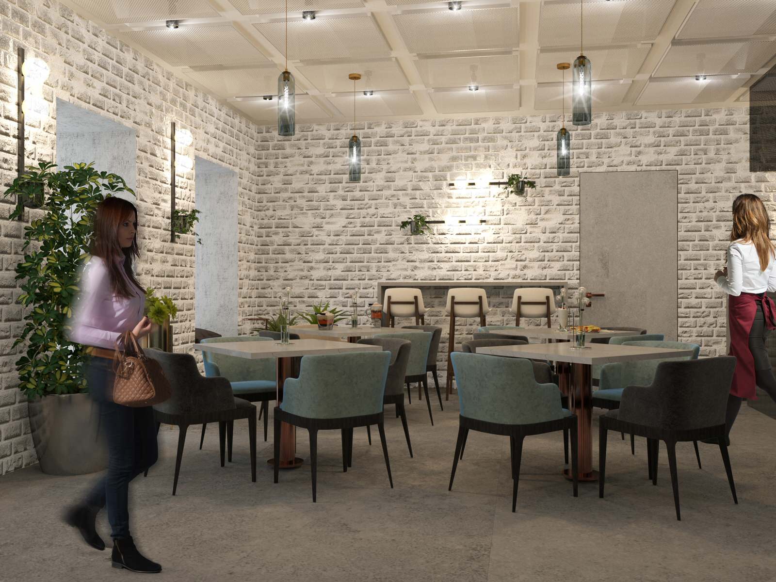 Interior visualisation of food court Manor of Food in the center of Moscow