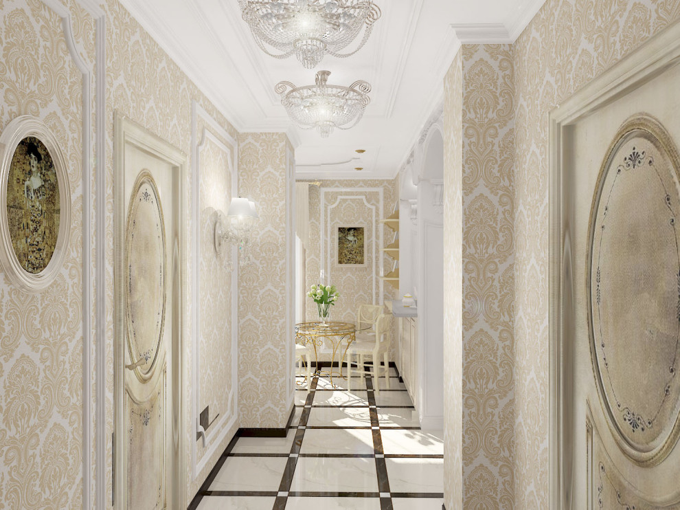 Квартира в бежевых тонах в стиле неоклассика