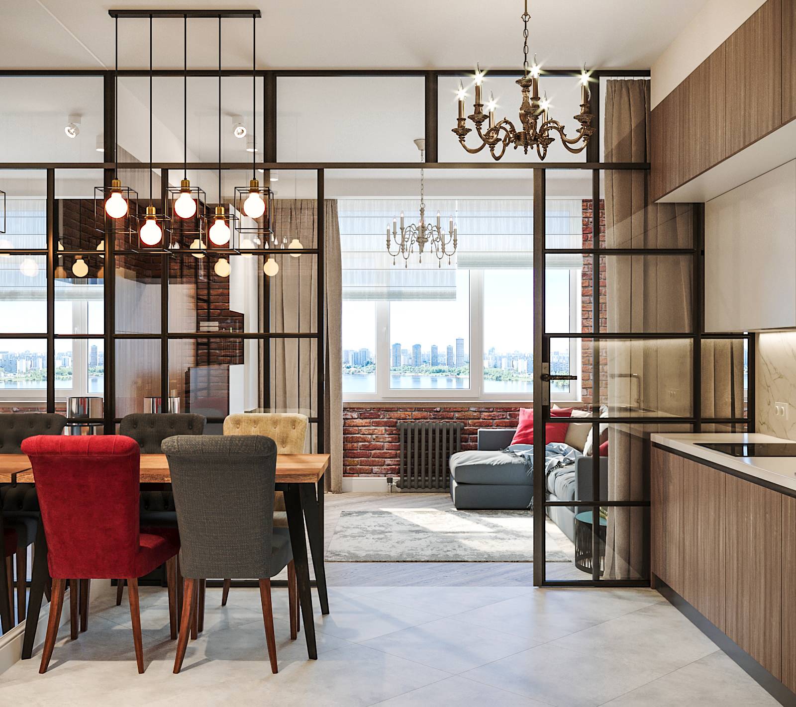 Женственный лофт в ЖК Триколор (визуализация)