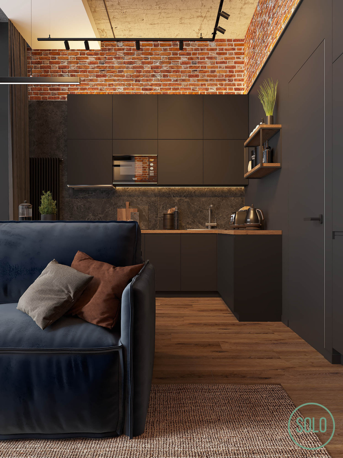 Лофт со спальней на втором уровне