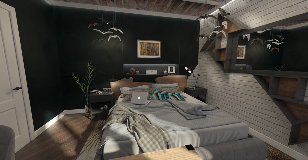 Спальня в квартире для молодой пары.