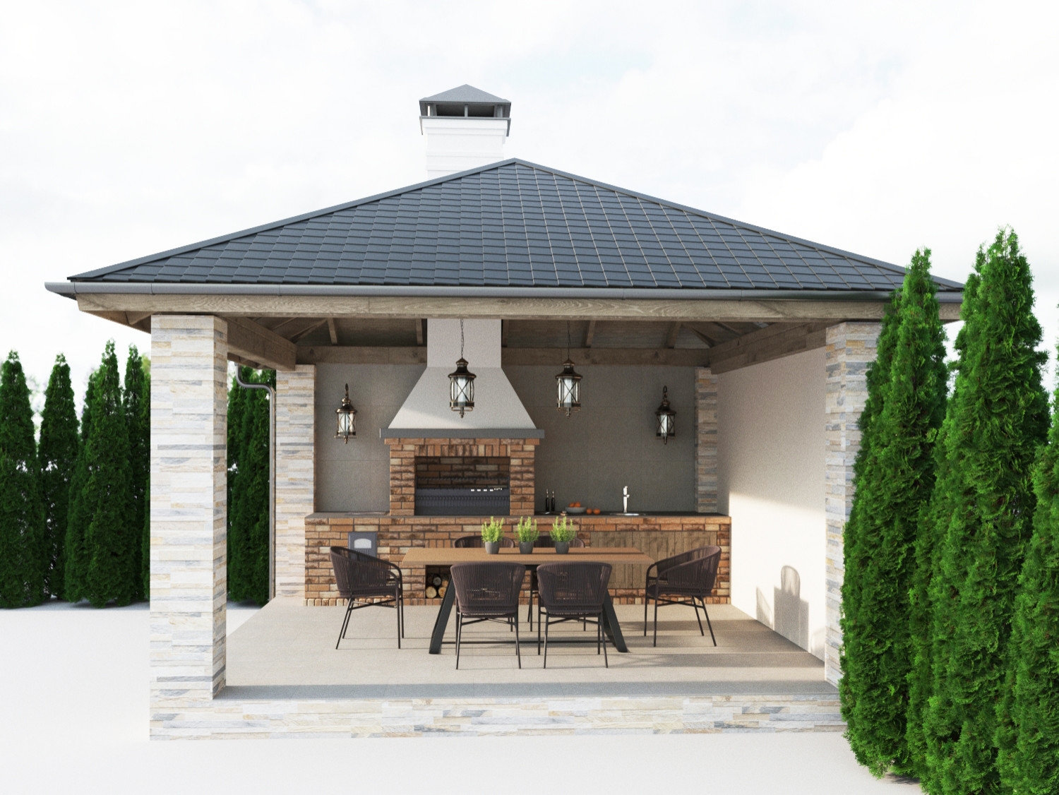 Обложка проекта: Дизайн-проект беседки с барбекю в Калининградской обл.
