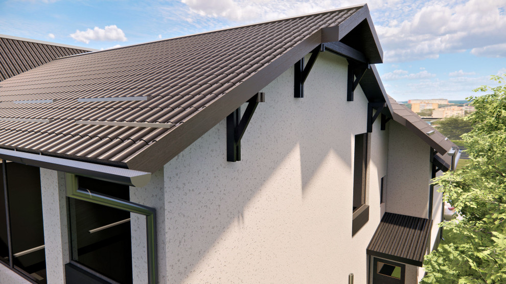 Фасад и ландшафт дачного домика