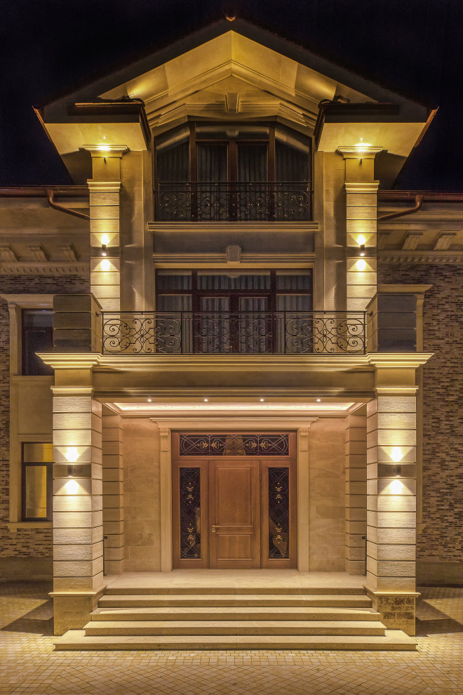 Фасад главного входа - Усадьба Променад - ночная подсветка