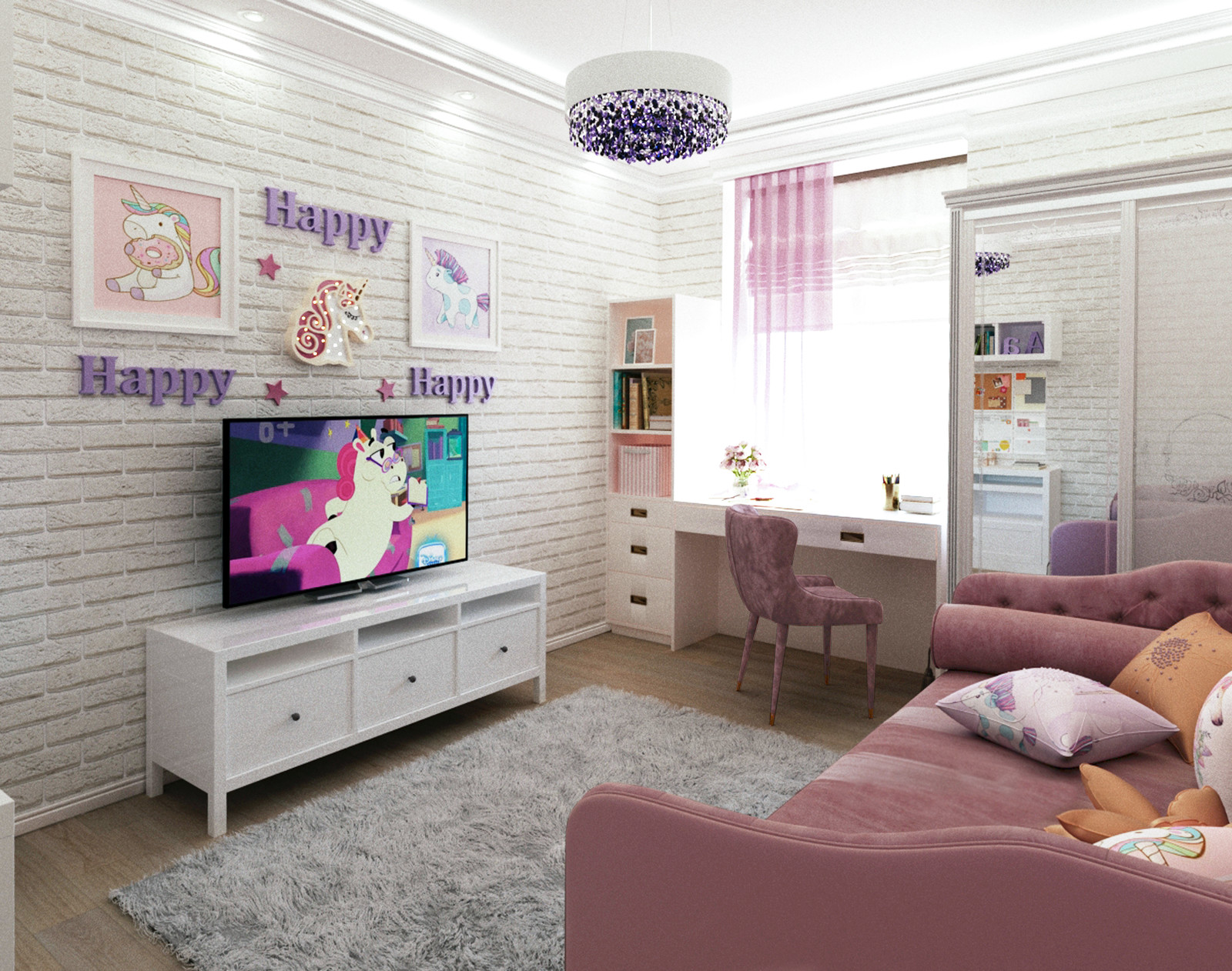 Обложка проекта: Детская комната "Единорожек"