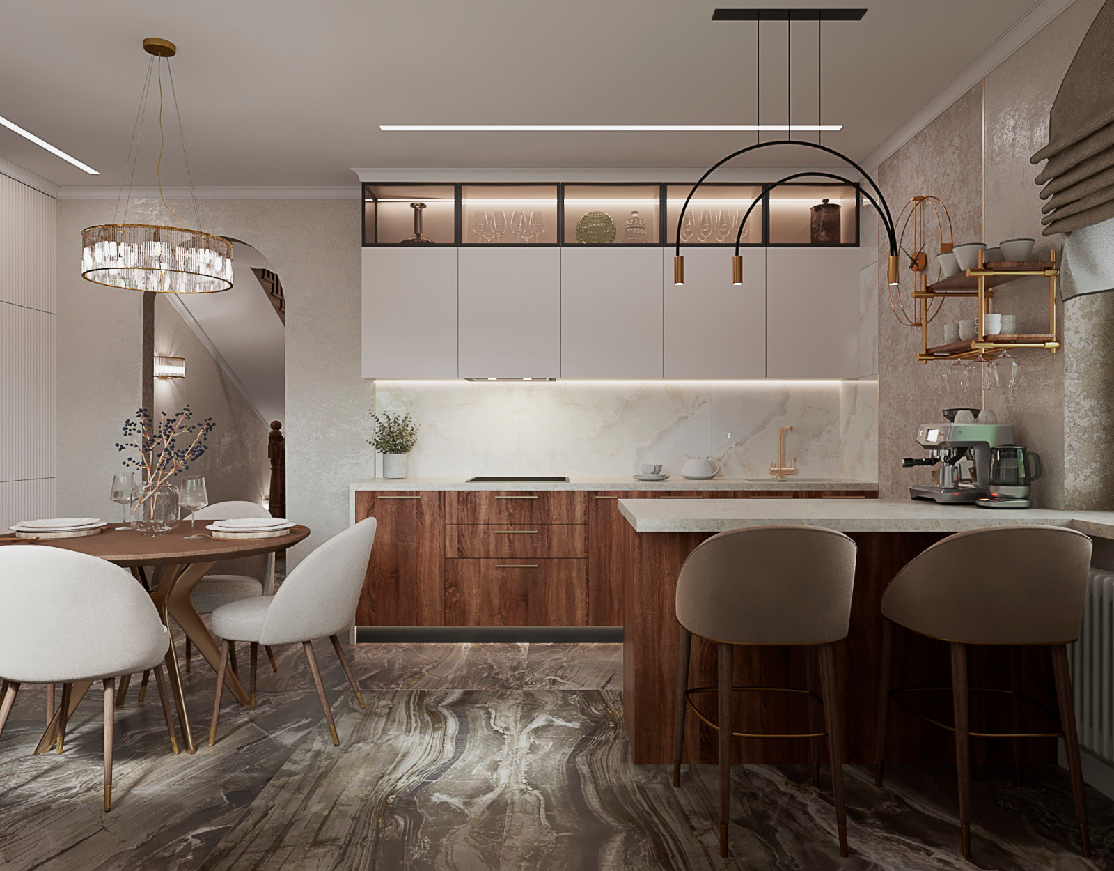 2023г. Интерьер частного дома 350 м2 в г. Новосибирск