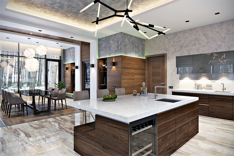 Дизайн интерьера кухни коттеджа в Санкт-Петербурге