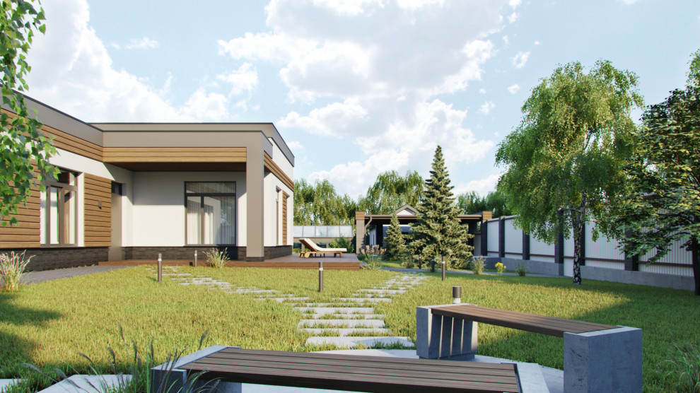 Одноэтажный загородный дом