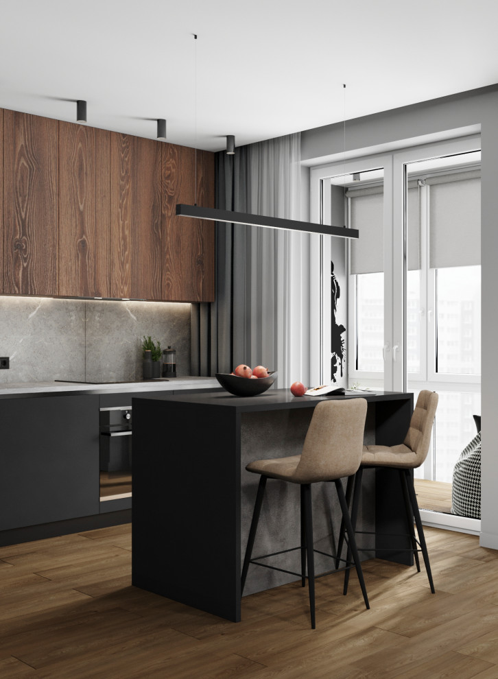 Студия в тёмных тонах для молодого человека