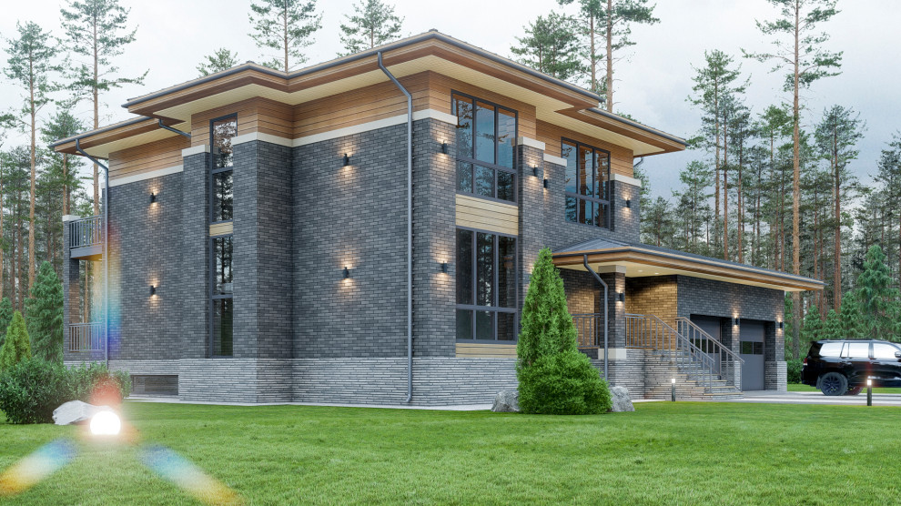 Проект трехэтажного дома в стиле Райта 480 кв.м